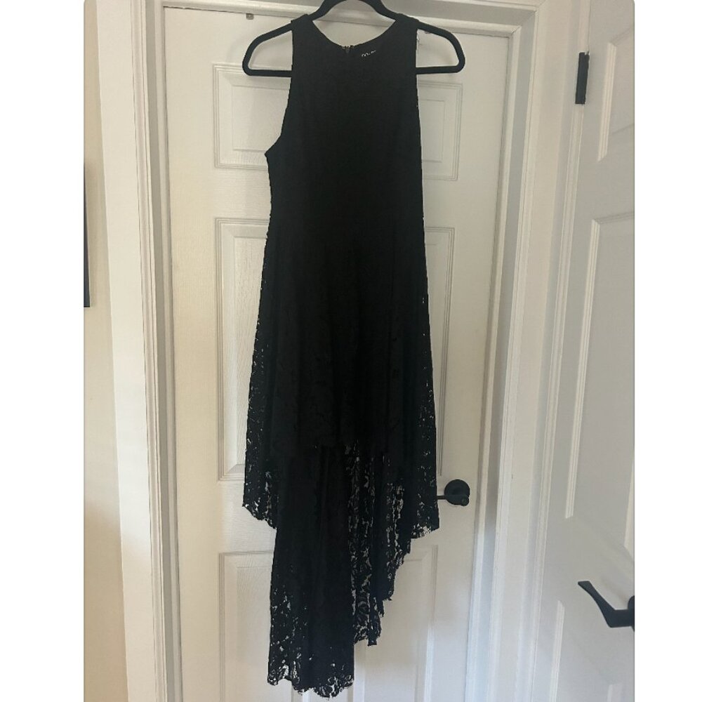 Black lace high low dress